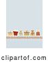 Vector Clip Art of Retro Blue Lined Background with Christmas Presents by KJ Pargeter