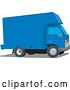 Vector Clip Art of Retro Blue Moving Van by Patrimonio