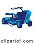 Vector Clip Art of Retro Blue Ride on Lawn Mower by Patrimonio