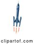 Vector Clip Art of Retro Blue Rocket with Flames by Vector Tradition SM