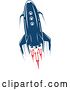 Vector Clip Art of Retro Blue Rocket with Red Flames 11 by Vector Tradition SM