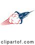 Vector Clip Art of Retro Blue Rocket with Red Flames 13 by Vector Tradition SM