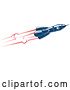 Vector Clip Art of Retro Blue Rocket with Red Flames 15 by Vector Tradition SM
