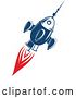 Vector Clip Art of Retro Blue Rocket with Red Flames 3 by Vector Tradition SM