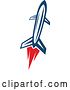 Vector Clip Art of Retro Blue Rocket with Red Flames 6 by Vector Tradition SM
