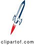 Vector Clip Art of Retro Blue Rocket with Red Flames 8 by Vector Tradition SM