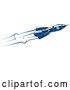 Vector Clip Art of Retro Blue Space Rocket by Vector Tradition SM