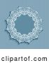 Vector Clip Art of Retro Blue Stripe and Doily Frame Background by KJ Pargeter