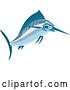 Vector Clip Art of Retro Blue Swordfish Leaping 1 by Patrimonio