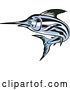 Vector Clip Art of Retro Blue Swordfish Leaping 2 by Patrimonio