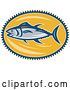 Vector Clip Art of Retro Bluefin Tuna Fish over a Yellow Oval by Patrimonio