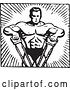 Vector Clip Art of Retro Bodybuilder Pulling with His Arms by BestVector