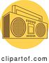 Vector Clip Art of Retro Boom Box Radio on a Yellow Circle by Andy Nortnik
