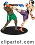 Vector Clip Art of Retro Boxer Fighter Kicking an Opponent 1 by Patrimonio