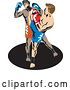 Vector Clip Art of Retro Boxer Fighter Kicking an Opponent 2 by Patrimonio