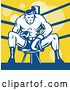 Vector Clip Art of Retro Boxer Sitting on a Stool in the Ring by Patrimonio