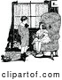Vector Clip Art of Retro Boy and Girl Discussing a Book in a Living Room by Prawny Vintage