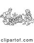 Vector Clip Art of Retro Boy and Girl Playing with Dolls in by Picsburg