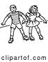 Vector Clip Art of Retro Boy and Girl Roller Skating in by Picsburg