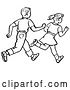 Vector Clip Art of Retro Boy and Girl Running in by Picsburg