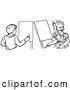 Vector Clip Art of Retro Boy and Girl with Art Easels in by Picsburg