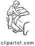 Vector Clip Art of Retro Boy Climbing into Bed in by Picsburg