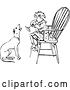 Vector Clip Art of Retro Boy Playing a Horn in a Chair As a Dog Barks Along by Prawny Vintage