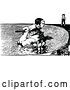 Vector Clip Art of Retro Boy Watching a Girl Ride a Duck by Prawny Vintage