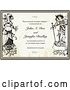 Vector Clip Art of Retro Bride and Groom in a Border over Paper with Sample Text by BestVector