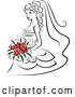 Vector Clip Art of Retro Bride with Red Flowers by Vector Tradition SM