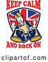 Vector Clip Art of Retro British Granny Drummer over a Shield with Keep Calm and Rock on Text by Patrimonio