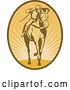 Vector Clip Art of Retro Brown and Orange Horse Racing Logo by Patrimonio