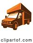 Vector Clip Art of Retro Brown and Orange Toned Delivery Van or Moving Truck by Patrimonio