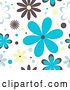 Vector Clip Art of Retro Brown, Blue and Yellow Floral Background on White by KJ Pargeter