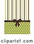 Vector Clip Art of Retro Brown Bow with Brown Green and Beige Stripes and Polka Dots on Green by Elaineitalia