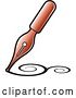 Vector Clip Art of Retro Brown Fountain Pen Nib Drawing Swirls by Lal Perera