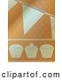 Vector Clip Art of Retro Brown Paper Textured Cupcake and Party Bunting Banner Background by Elaineitalia