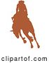 Vector Clip Art of Retro Brown Silhouette of a Cowboy Riding a Bucking Bronco in a Rodeo by Andy Nortnik