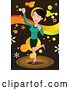 Vector Clip Art of Retro Brunette Busness Lady Doing a Happy Dance by Mayawizard101