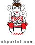 Vector Clip Art of Retro Brunette Housewife Holding Freshly Baked Cookies by Andy Nortnik