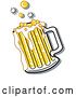 Vector Clip Art of Retro Bubbly and Frothy Mug of Beer Spilling over the Rim of a Mug by Andy Nortnik