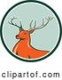 Vector Clip Art of Retro Buck Deer in a Green and White Circle by Patrimonio