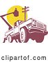 Vector Clip Art of Retro Bucket Truck with an Electrican and Pole by Patrimonio
