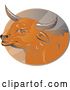 Vector Clip Art of Retro Bull Head in a Ray Oval by Patrimonio