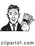Vector Clip Art of Retro Businessman Holding Cash Money by Andy Nortnik