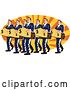 Vector Clip Art of Retro Businsesmen Bankers Carrying Dollar Boxes over Rays by Patrimonio