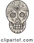 Vector Clip Art of Retro Calavera Sugar Skull Tattoo with Leaves, a Snake and Dagger by Patrimonio
