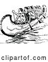 Vector Clip Art of Retro Canoe Rowing Team by Prawny Vintage