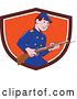Vector Clip Art of Retro Cartoon American Civil War Union Army Soldier Holding a Rifle with Bayonet, Emerging from a Shield by Patrimonio