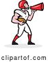 Vector Clip Art of Retro Cartoon American Football Player Holding a Ball and Using a Megaphone by Patrimonio